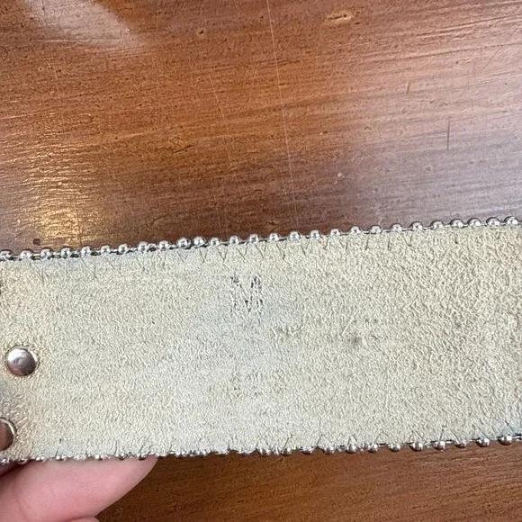 Vintage‎ Y2K Studded Rhinestone Black Leather Western Belt Sz M - Picture 9 of 9